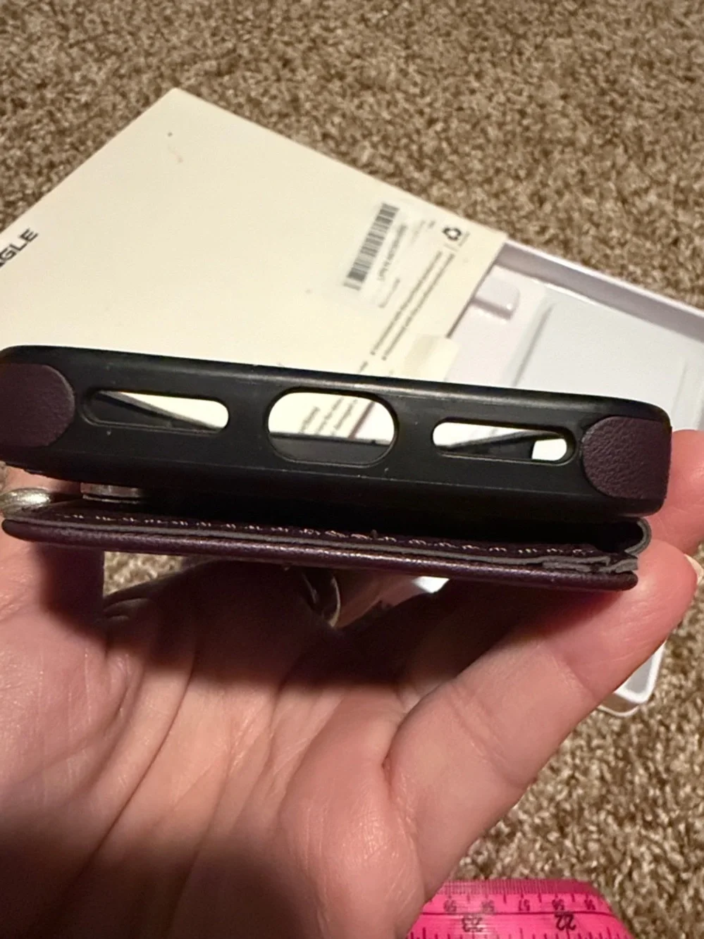 Skyeagle purple & black faux leather folio card case for iPhone 17 Pro Max NWOT